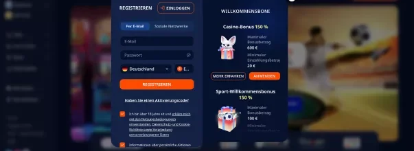 Registrierung und Anmeldung bei MonroCasino